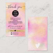 Moderne roze gouden gradiënt logo orde dank u visitekaartje (Voorkant / Achterkant)
