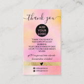 Moderne roze gouden gradiënt logo orde dank u visitekaartje (Voorkant)
