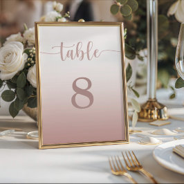 Moderne Roze Gouden Gradiënt Trouwtafel Nummer Kaart