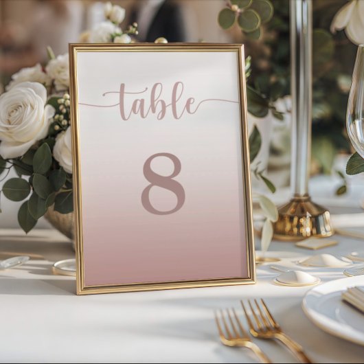 Moderne Roze Gouden Gradiënt Trouwtafel Nummer Kaart