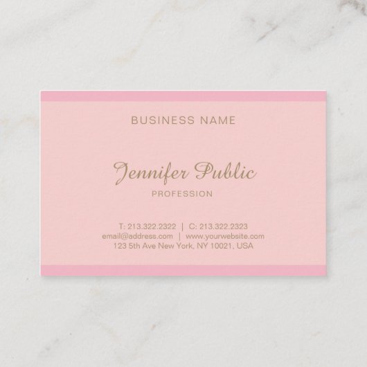 Moderne roze gouden handschrift met feashionable p visitekaartje (Achterkant)