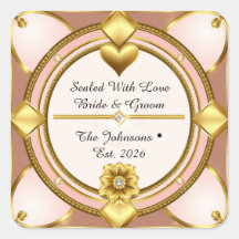 ✨ Moderne Roze Gouden Hart Bruiloft 🖤