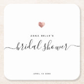 Moderne Roze Gouden Hart Chic Script Bruidsfeest Kartonnen Onderzetters (Voorkant)