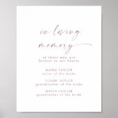 Moderne Roze Gouden 'In Loving Memory' Trouwherden Poster (Voorkant)