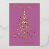 Moderne Roze Gouden Kerstboom Gepersonaliseerd Folie Feestdagenkaart (Voorkant)