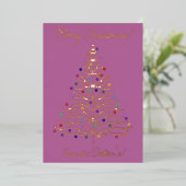 Moderne Roze Gouden Kerstboom Gepersonaliseerd Folie Feestdagenkaart (Staand Voorkant)