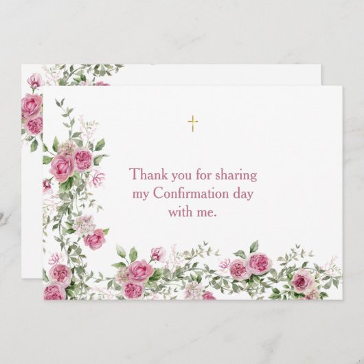 Moderne Roze Gouden Kruis Bevestiging Dank u Kaart (Voorkant / Achterkant)