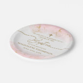 Moderne Roze Gouden Kruis Meisje Doop Papieren Bordje (Gekanteld)