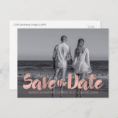 Moderne Roze Gouden Liefde Bewaar de Datum Foto An Aankondigingskaart (Voorkant / Achterkant)