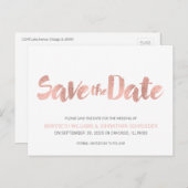 Moderne Roze Gouden Liefde Save The Date-ansichtka Aankondigingskaart (Voorkant / Achterkant)