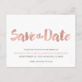 Moderne Roze Gouden Liefde Save The Date-ansichtka Aankondigingskaart