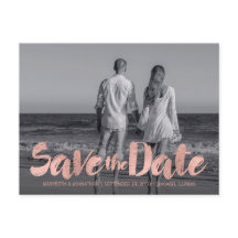 Moderne Roze Gouden Love Save The Date Foto Ansich