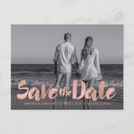 Moderne Roze Gouden Love Save The Date Foto Ansich Aankondigingskaart