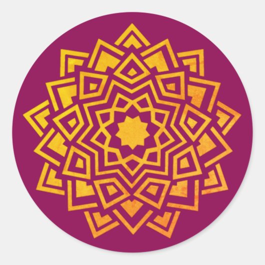 Moderne roze gouden Mandala Indiase envelopzegel Ronde Sticker (Voorkant)