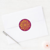 Moderne roze gouden Mandala Indiase envelopzegel Ronde Sticker (Envelop)