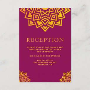 Moderne Roze Gouden Mandala Indiase Ontvangst Kaart