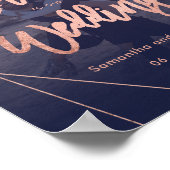 Moderne roze gouden marine foto welkom huwelijksfe poster (Hoek)