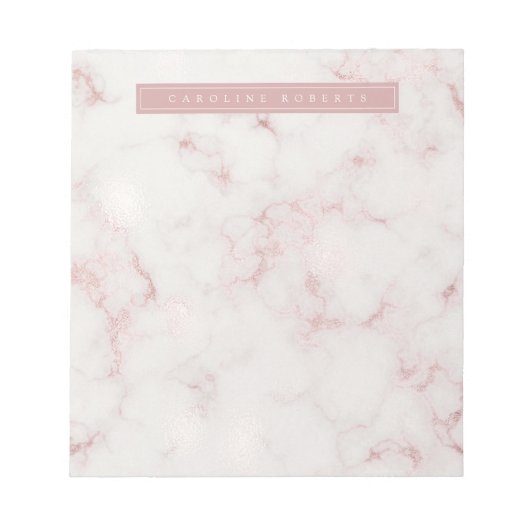 Moderne Roze Gouden Marmer Notitieblok (Voorkant)