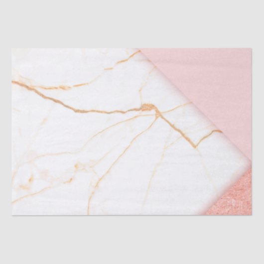 Moderne Roze Gouden Marmeren Kleine Zakelijke Verp Tissuepapier (Voorkant)