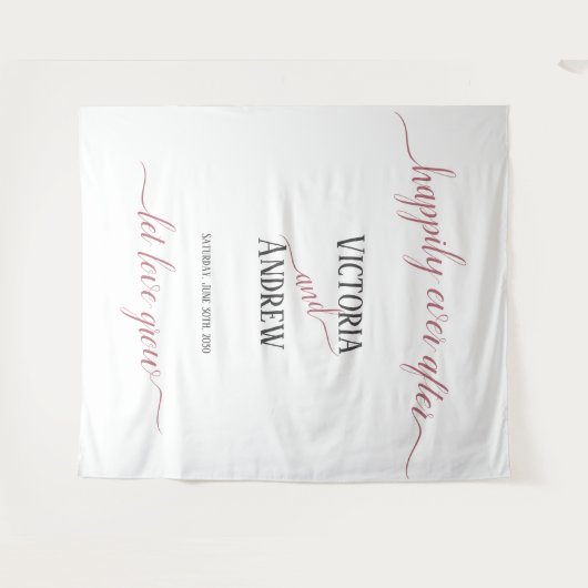 Moderne roze gouden minimalistische bruiloft wandkleed (Voorkant (horizontaal))