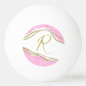 Moderne Roze & Gouden Monogrammed pingpongballen (Voorkant)
