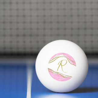 Moderne Roze & Gouden Monogrammed pingpongballen