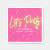 Moderne Roze Gouden Neon Lichtgevende Let's Party Servet (Voorkant)