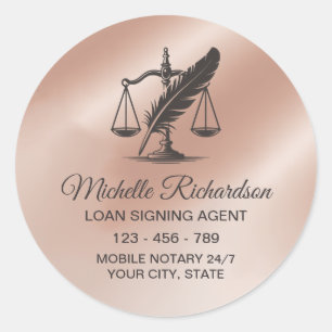 Moderne Roze Gouden Notaris Lening Ondertekening A Ronde Sticker