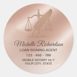 Moderne Roze Gouden Notaris Lening Ondertekening A Ronde Sticker