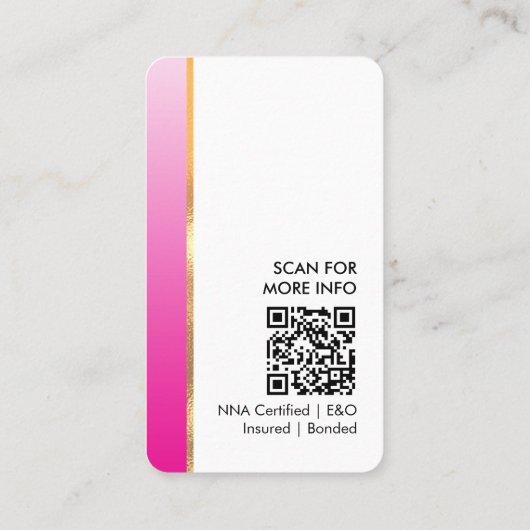 Moderne Roze Gouden Notaris Logo QR Code Foto Visitekaartje (Achterkant)