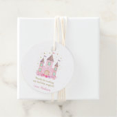 Moderne roze gouden prinses kasteel verjaardag bedankjes labels (In situ)