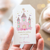 Moderne roze gouden prinses kasteel verjaardag cadeaulabel