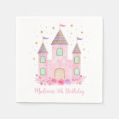 Moderne roze gouden prinses kasteel verjaardag servet (Voorkant)