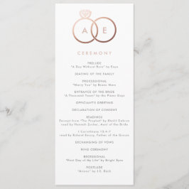 Moderne Roze Gouden Ringen Aangepast Huwelijksprog Programmakaart