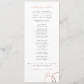 Moderne Roze Gouden Ringen Aangepast Huwelijksprog Programmakaart (Achterkant)