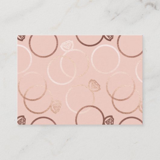 Moderne Roze Gouden Ringen Trouwen Online QR Code  Informatiekaartje (Achterkant)