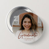 Moderne Roze Gouden Script Afstudeerfoto Ronde Button 7,6 Cm (Voorkant /achterkant)
