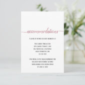 Moderne Roze Gouden Script Bruiloft Accommodatie Informatiekaartje (Staand voorkant)