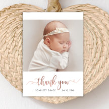 Moderne Roze Gouden Script Eenvoudige Baby Foto 
