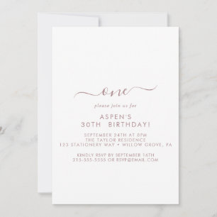 Moderne Roze Gouden Script Eerste Verjaardagsfeest Kaart