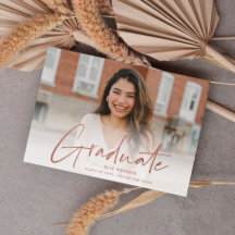 Moderne Roze Gouden Script Foto Afstuderen