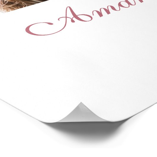 Moderne Roze Gouden Script Foto Bruiloft Welkom Poster (Hoek)