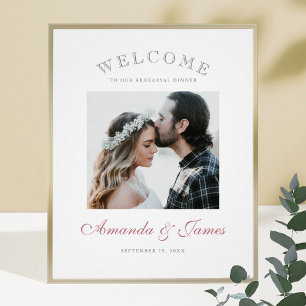 Moderne Roze Gouden Script Foto Bruiloft Welkom Poster