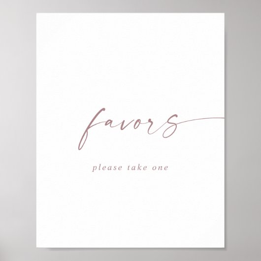 Moderne roze gouden script huwelijksgunsten bord poster (Voorkant)