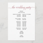 Moderne Roze Gouden Script Minimale Trouwceremonie Programmakaart (Achterkant)