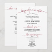 Moderne Roze Gouden Script Minimale Trouwceremonie Programmakaart (Voorkant / Achterkant)