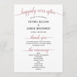 Moderne Roze Gouden Script Minimale Trouwceremonie Programmakaart