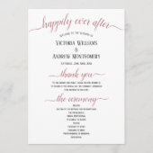 Moderne Roze Gouden Script Minimale Trouwceremonie Programmakaart (Voorkant)