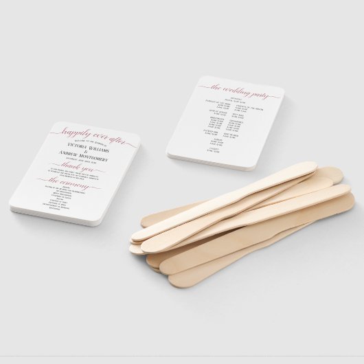 Moderne Roze Gouden Script Minimale Trouwprogramma Handwaaier (Niet-gemonteerd)