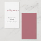 Moderne Roze Gouden Script Minimale Trouwwebsite Informatiekaartje (Voorkant / Achterkant)